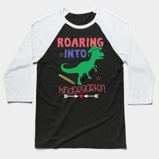 Roaring Into Kindergarten Dinosaur T Rex Boy Gift Baseball T-Shirt